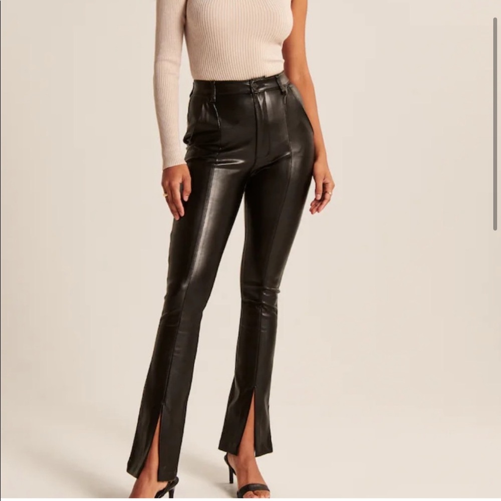 Vegan Leather Split Hem pants